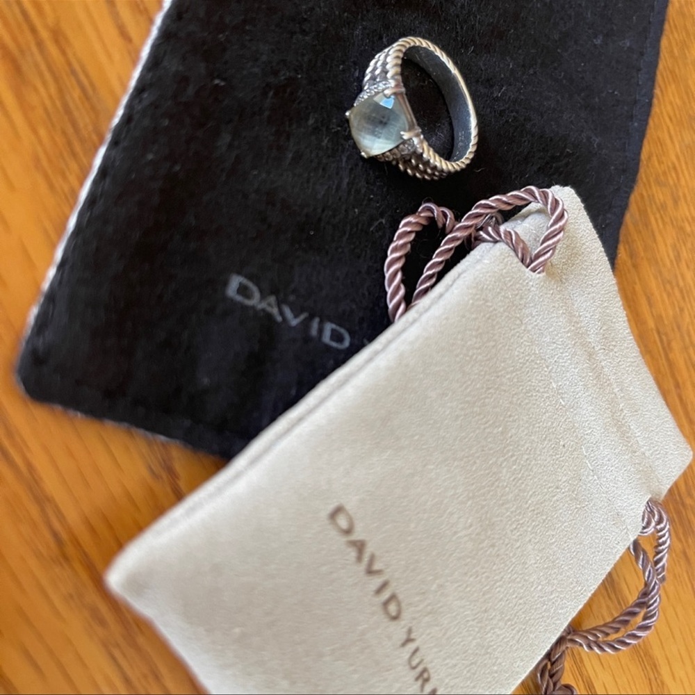 Petite Wheaton Ring in Sterling Silver with Prasiolite and Pavé Diamonds